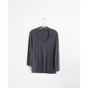 Hope Stockholm Cool Grey Cotton Modal Long Sleeve Draped Tee Shirt sz FR 38 US 6
